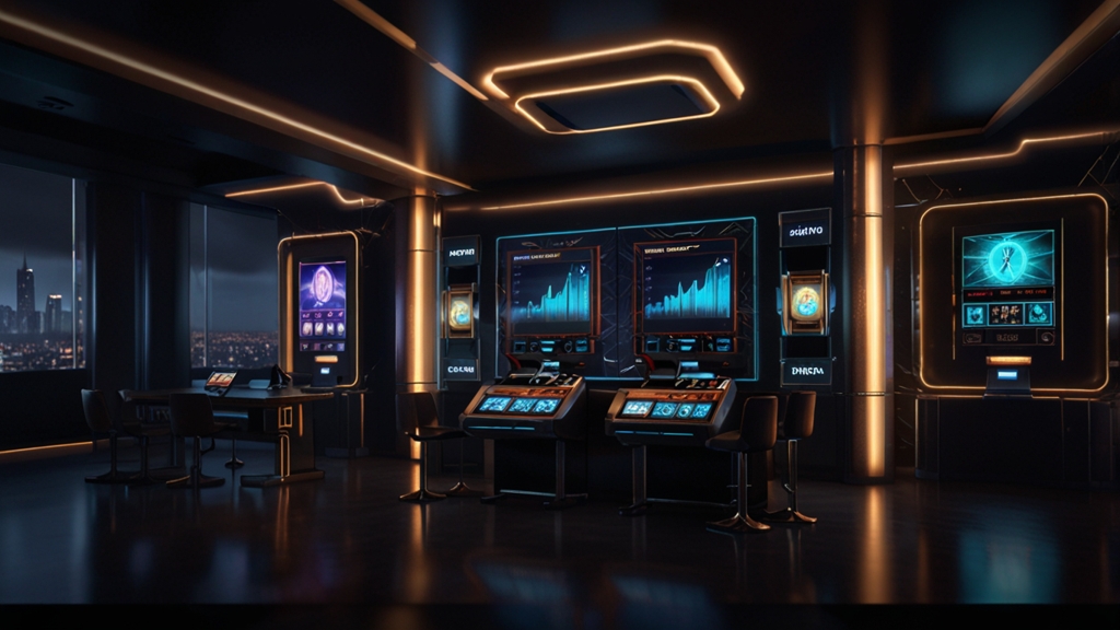 Panel con métodos de retiro y tiempos estimados en un casino oscuro