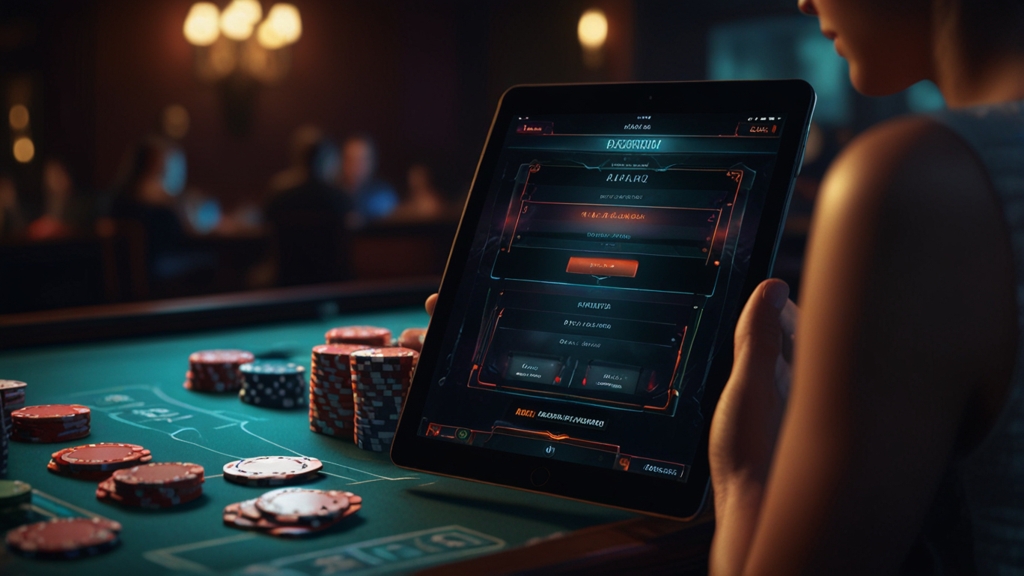 Formulario de registro digital en un ambiente de casino oscuro