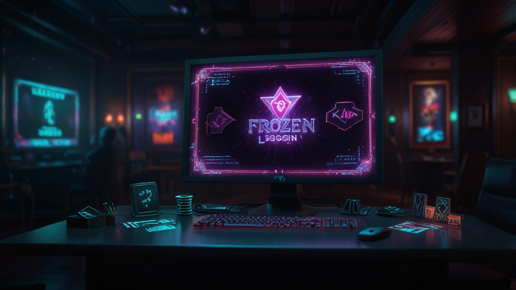 Pantalla de inicio de sesión bloqueada en un entorno de casino oscuro